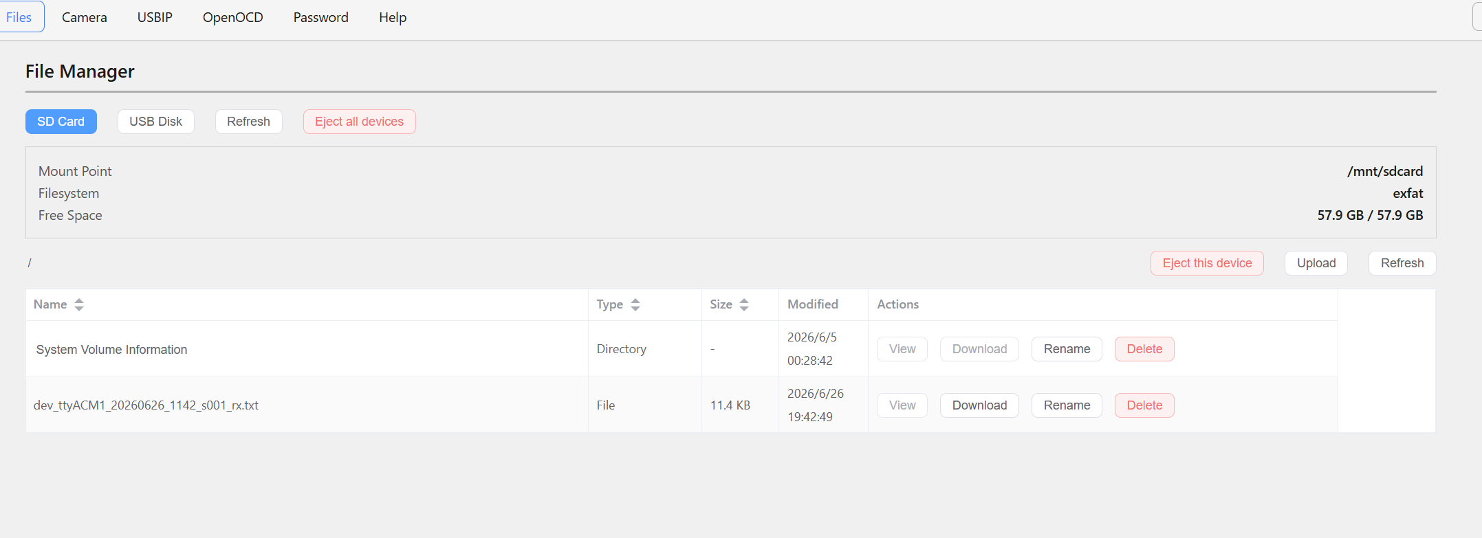 Download UART logs